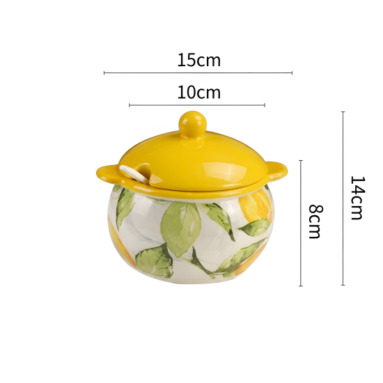 Lemon Pattern Porcelain Sugar Bowl Small